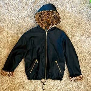 Mulberry Black Jacket with Leopard Print Lining
